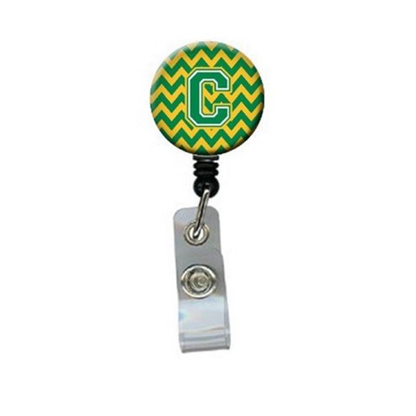 Carolines Treasures Letter C Chevron Green and Gold Retractable Badge Reel CJ1059-CBR